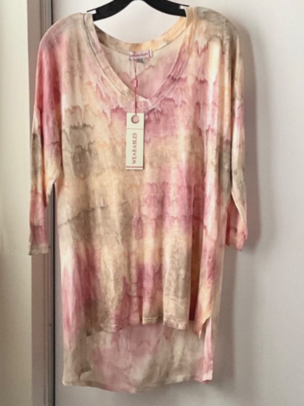 XCVI Wearables Hi Lo Long Tunic Top Raglan Sleeves NEW